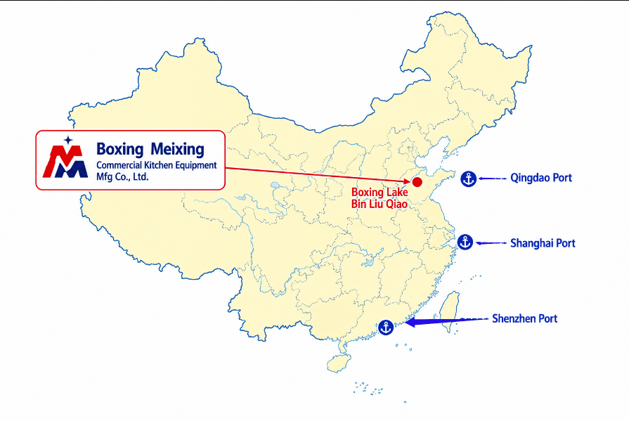 Geographic location map of Boxing County, Shandong — commercial kitchen equipment hub